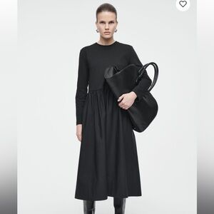 COS://Contrast Panel Midi Dress: Black, Small
